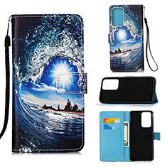 Custodia Portafoglio In Pelle Fantasia Modello Cover con Supporto Y02B per Samsung Galaxy A53 5G Blu Notte