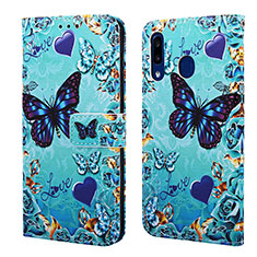 Custodia Portafoglio In Pelle Fantasia Modello Cover con Supporto Y02B per Samsung Galaxy M10S Cielo Blu