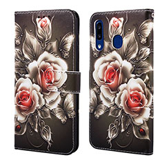 Custodia Portafoglio In Pelle Fantasia Modello Cover con Supporto Y02B per Samsung Galaxy M10S Nero