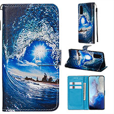 Custodia Portafoglio In Pelle Fantasia Modello Cover con Supporto Y02B per Samsung Galaxy S20 Blu Notte