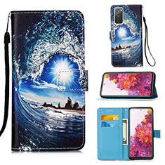 Custodia Portafoglio In Pelle Fantasia Modello Cover con Supporto Y02B per Samsung Galaxy S20 FE 5G Blu Notte