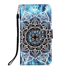 Custodia Portafoglio In Pelle Fantasia Modello Cover con Supporto Y02B per Xiaomi Poco M3 Blu