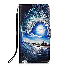 Custodia Portafoglio In Pelle Fantasia Modello Cover con Supporto Y02B per Xiaomi Poco M3 Blu Notte