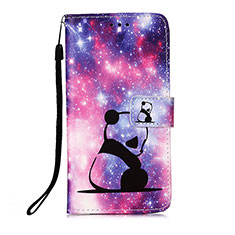 Custodia Portafoglio In Pelle Fantasia Modello Cover con Supporto Y02B per Xiaomi Poco M3 Viola