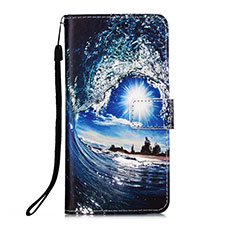 Custodia Portafoglio In Pelle Fantasia Modello Cover con Supporto Y02B per Xiaomi Redmi 9C NFC Blu Notte