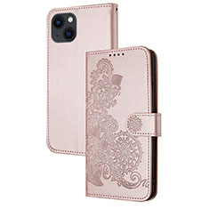 Custodia Portafoglio In Pelle Fantasia Modello Cover con Supporto Y02X per Apple iPhone 13 Oro Rosa