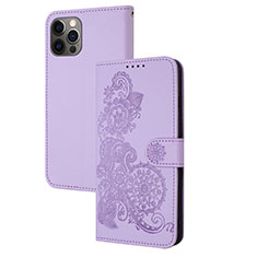 Custodia Portafoglio In Pelle Fantasia Modello Cover con Supporto Y02X per Apple iPhone 13 Pro Lavanda