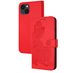 Custodia Portafoglio In Pelle Fantasia Modello Cover con Supporto Y02X per Apple iPhone 13 Rosso