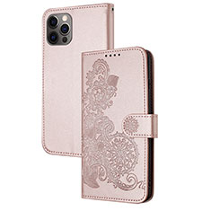Custodia Portafoglio In Pelle Fantasia Modello Cover con Supporto Y02X per Apple iPhone 14 Pro Oro Rosa