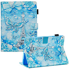 Custodia Portafoglio In Pelle Fantasia Modello Cover con Supporto Y03B per Apple iPad 10.2 (2020) Azzurro