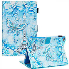 Custodia Portafoglio In Pelle Fantasia Modello Cover con Supporto Y03B per Apple iPad Air Azzurro