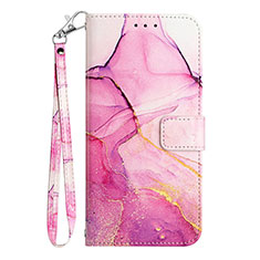 Custodia Portafoglio In Pelle Fantasia Modello Cover con Supporto Y03B per Samsung Galaxy A03 Rosa Caldo