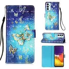 Custodia Portafoglio In Pelle Fantasia Modello Cover con Supporto Y03B per Samsung Galaxy A05s Cielo Blu