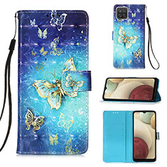 Custodia Portafoglio In Pelle Fantasia Modello Cover con Supporto Y03B per Samsung Galaxy A12 Nacho Cielo Blu