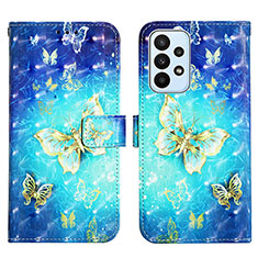 Custodia Portafoglio In Pelle Fantasia Modello Cover con Supporto Y03B per Samsung Galaxy A23 5G Cielo Blu