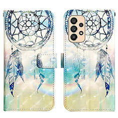 Custodia Portafoglio In Pelle Fantasia Modello Cover con Supporto Y03B per Samsung Galaxy A33 5G Azzurro