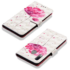 Custodia Portafoglio In Pelle Fantasia Modello Cover con Supporto Y03B per Samsung Galaxy A40 Rosa