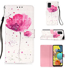 Custodia Portafoglio In Pelle Fantasia Modello Cover con Supporto Y03B per Samsung Galaxy A51 5G Rosa