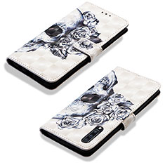 Custodia Portafoglio In Pelle Fantasia Modello Cover con Supporto Y03B per Samsung Galaxy A70 Nero