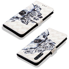 Custodia Portafoglio In Pelle Fantasia Modello Cover con Supporto Y03B per Samsung Galaxy A70S Nero
