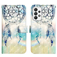 Custodia Portafoglio In Pelle Fantasia Modello Cover con Supporto Y03B per Samsung Galaxy A73 5G Azzurro