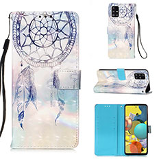 Custodia Portafoglio In Pelle Fantasia Modello Cover con Supporto Y03B per Samsung Galaxy M40S Azzurro