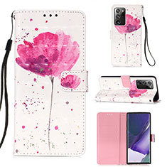 Custodia Portafoglio In Pelle Fantasia Modello Cover con Supporto Y03B per Samsung Galaxy Note 20 Ultra 5G Rosa