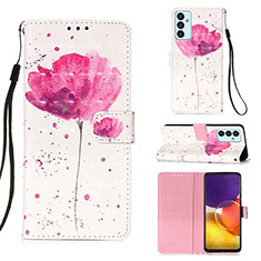 Custodia Portafoglio In Pelle Fantasia Modello Cover con Supporto Y03B per Samsung Galaxy Quantum2 5G Rosa