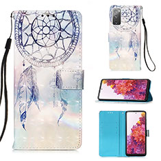 Custodia Portafoglio In Pelle Fantasia Modello Cover con Supporto Y03B per Samsung Galaxy S20 Lite 5G Azzurro