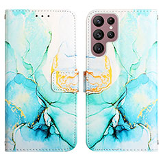 Custodia Portafoglio In Pelle Fantasia Modello Cover con Supporto Y03B per Samsung Galaxy S21 Ultra 5G Verde
