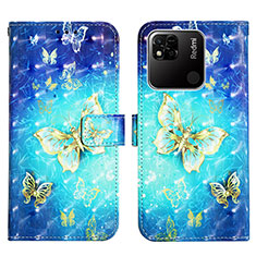 Custodia Portafoglio In Pelle Fantasia Modello Cover con Supporto Y03B per Xiaomi Redmi 9C NFC Cielo Blu