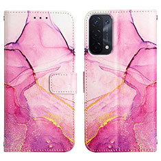 Custodia Portafoglio In Pelle Fantasia Modello Cover con Supporto Y04B per OnePlus Nord N200 5G Rosa Caldo