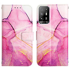 Custodia Portafoglio In Pelle Fantasia Modello Cover con Supporto Y04B per Oppo A95 5G Rosa Caldo