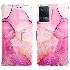 Custodia Portafoglio In Pelle Fantasia Modello Cover con Supporto Y04B per Oppo Reno5 F Rosa Caldo