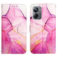 Custodia Portafoglio In Pelle Fantasia Modello Cover con Supporto Y04B per Realme 10 Pro 5G Rosa Caldo