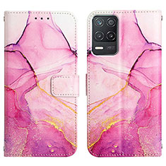 Custodia Portafoglio In Pelle Fantasia Modello Cover con Supporto Y04B per Realme 8 5G Rosa Caldo