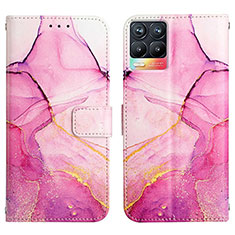 Custodia Portafoglio In Pelle Fantasia Modello Cover con Supporto Y04B per Realme 8 Pro Rosa Caldo