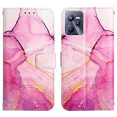 Custodia Portafoglio In Pelle Fantasia Modello Cover con Supporto Y04B per Realme C35 Rosa Caldo