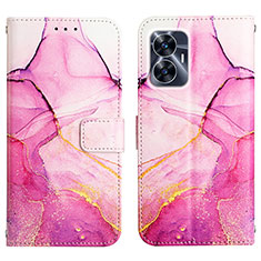 Custodia Portafoglio In Pelle Fantasia Modello Cover con Supporto Y04B per Realme C55 Rosa Caldo