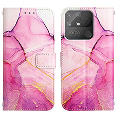 Custodia Portafoglio In Pelle Fantasia Modello Cover con Supporto Y04B per Realme Narzo 50A Rosa Caldo