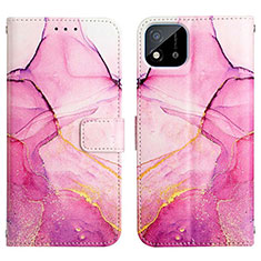 Custodia Portafoglio In Pelle Fantasia Modello Cover con Supporto Y04B per Realme Narzo 50i Rosa Caldo