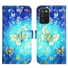 Custodia Portafoglio In Pelle Fantasia Modello Cover con Supporto Y04B per Samsung Galaxy A02s Cielo Blu
