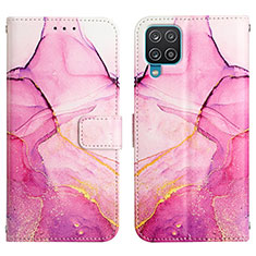 Custodia Portafoglio In Pelle Fantasia Modello Cover con Supporto Y04B per Samsung Galaxy A12 Nacho Rosa Caldo