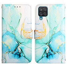 Custodia Portafoglio In Pelle Fantasia Modello Cover con Supporto Y04B per Samsung Galaxy F12 Verde