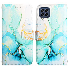 Custodia Portafoglio In Pelle Fantasia Modello Cover con Supporto Y04B per Samsung Galaxy M33 5G Verde