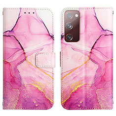 Custodia Portafoglio In Pelle Fantasia Modello Cover con Supporto Y04B per Samsung Galaxy S20 FE 5G Rosa Caldo