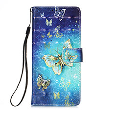 Custodia Portafoglio In Pelle Fantasia Modello Cover con Supporto Y04B per Samsung Galaxy S23 5G Blu