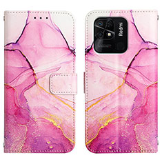 Custodia Portafoglio In Pelle Fantasia Modello Cover con Supporto Y04B per Xiaomi Redmi 10 Power Rosa Caldo