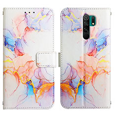 Custodia Portafoglio In Pelle Fantasia Modello Cover con Supporto Y04B per Xiaomi Redmi 9 Prime India Blu