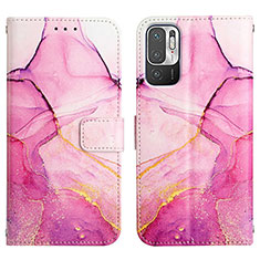 Custodia Portafoglio In Pelle Fantasia Modello Cover con Supporto Y04B per Xiaomi Redmi Note 10 5G Rosa Caldo